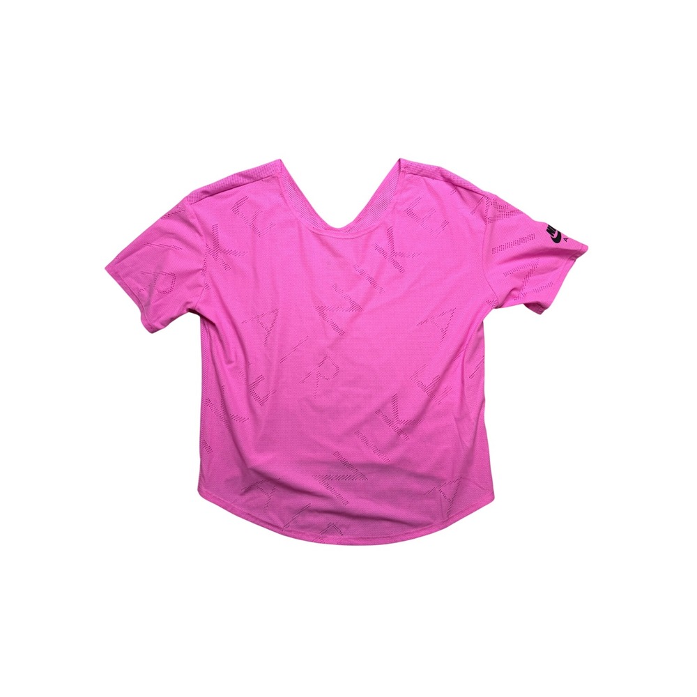 NIKE AIR Hot Pink Mesh Athletic Shirt Dri-FIT Mesh Logo Women's‎ Small Crop